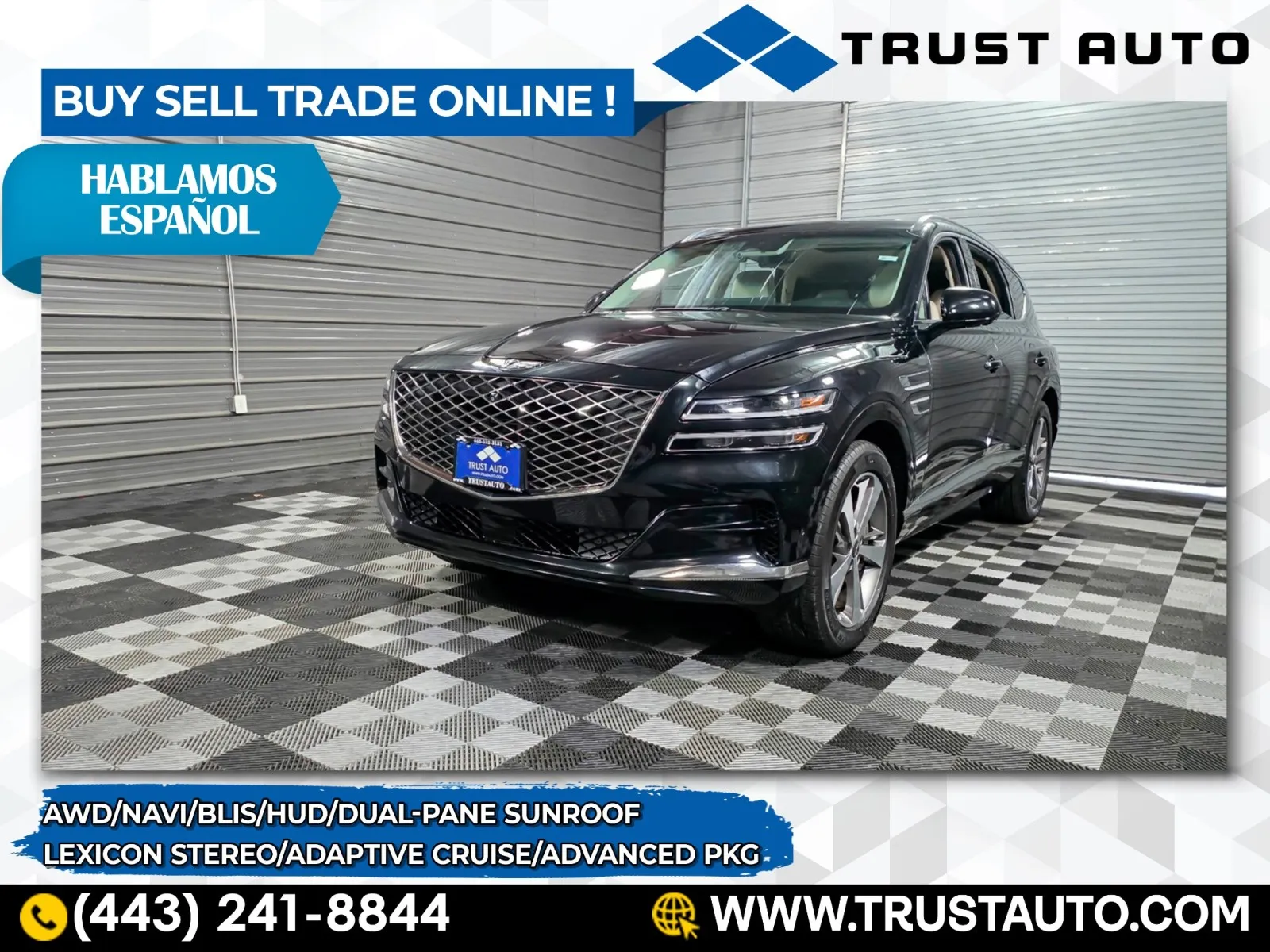 Black 2021 Genesis GV80 AWD SUV w/Advanced Pkg for sale in Sykesville, MD