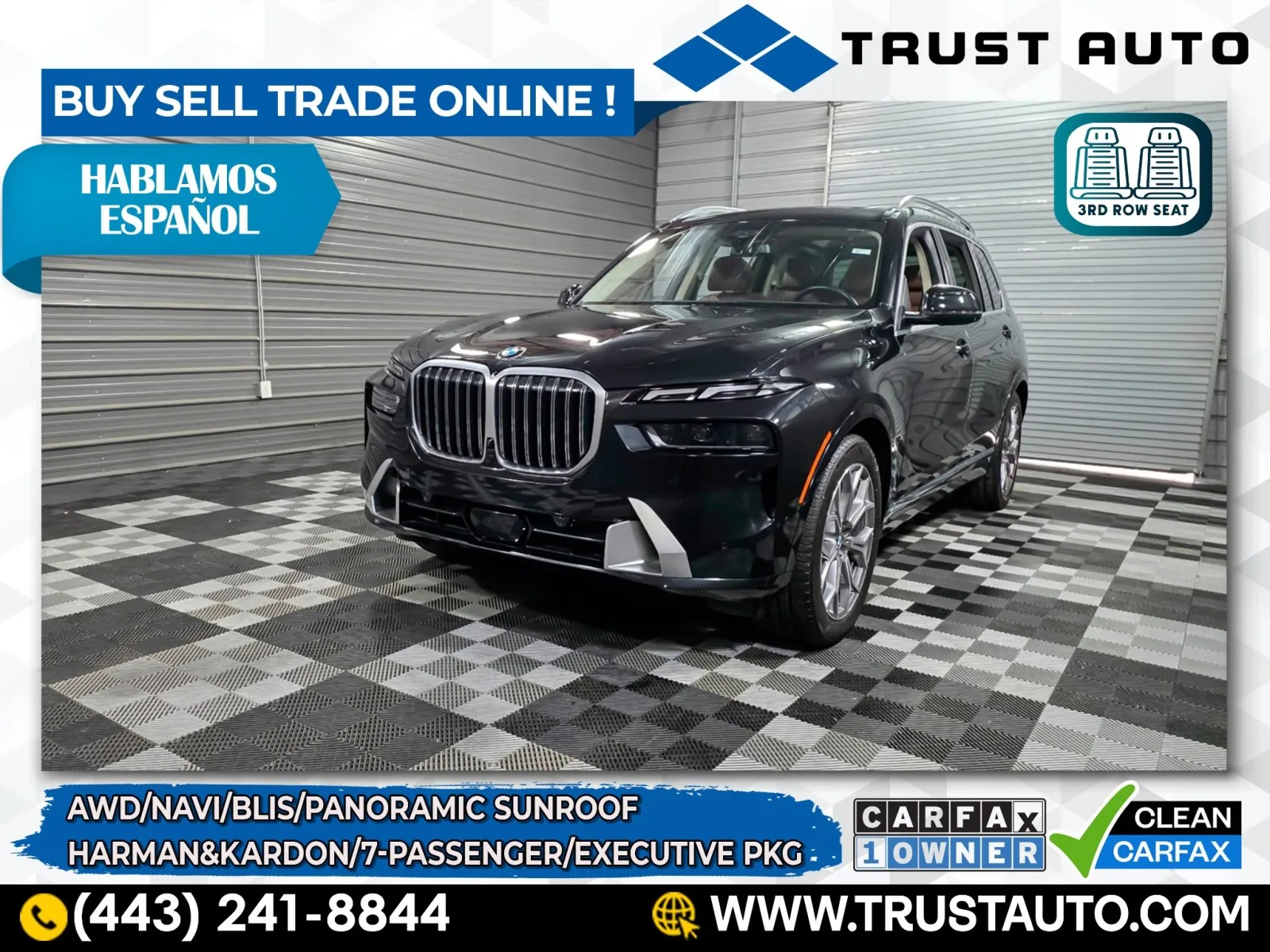 Black 2023 BMW X7 xDrive40i AWD 7-Passenger Luxury SUV w/Executive Pkg for sale in Sykesville, MD