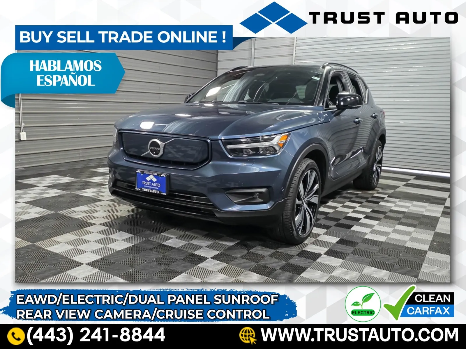Blue 2022 Volvo XC40 Recharge Pure Electric Twin Plus eAWD Luxury SUV for sale in Sykesville, MD