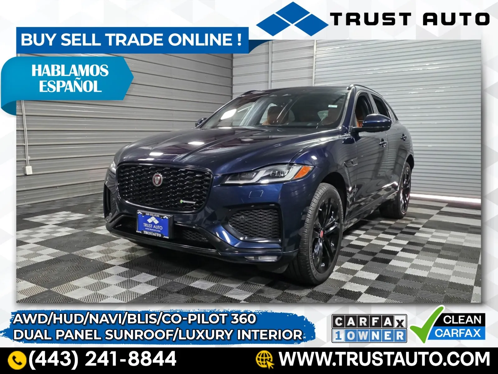Blue 2023 Jaguar F-PACE R-Dynamic S AWD Luxury SUV for sale in Sykesville, MD