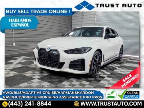 White 2023 BMW i4 M50 Gran Coupe AWD Electric Sedan w/Premium/Driving Assistance P for sale in Sykesville, MD