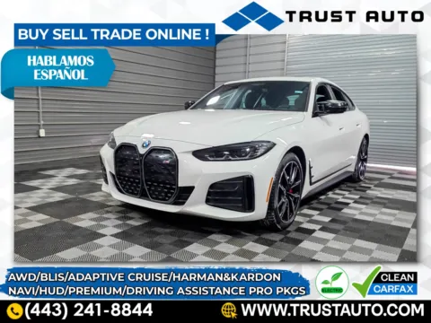 White 2023 BMW i4 M50 AWD Electric Hatchback w/Premium/Driving Assistance Pro Pkgs for sale in Sykesville, MD