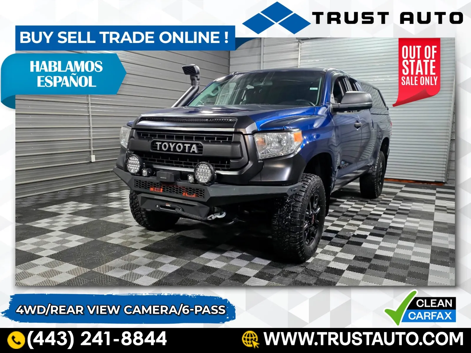 Blue 2014 Toyota Tundra SR5 4WD Double Cab Pickup Truck for sale in Sykesville, MD