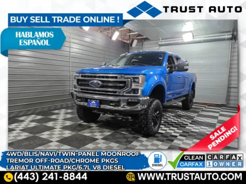 Blue 2021 Ford Super Duty F-350 SRW LARIAT 4WD Crew Cab 6.7L Power Stroke Diesel Pickup Truck for sale in Sykesville, MD
