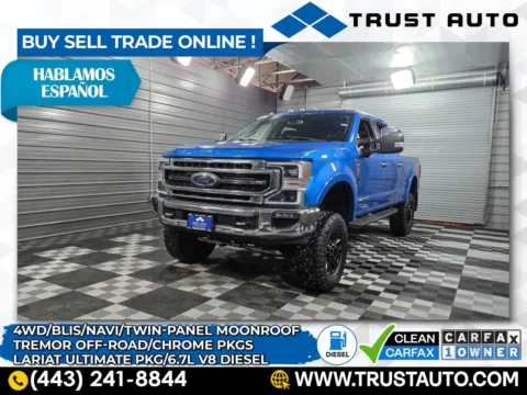 Blue 2021 Ford Super Duty F-350 SRW LARIAT 4WD Crew Cab 6.7L Power Stroke Diesel Pickup Truck for sale in Sykesville, MD
