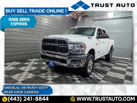 White 2019 Ram 2500 Big Horn 4WD Crew Cab 6.4L V8 Heavy Duty Pickup Truck for sale in Sykesville, MD