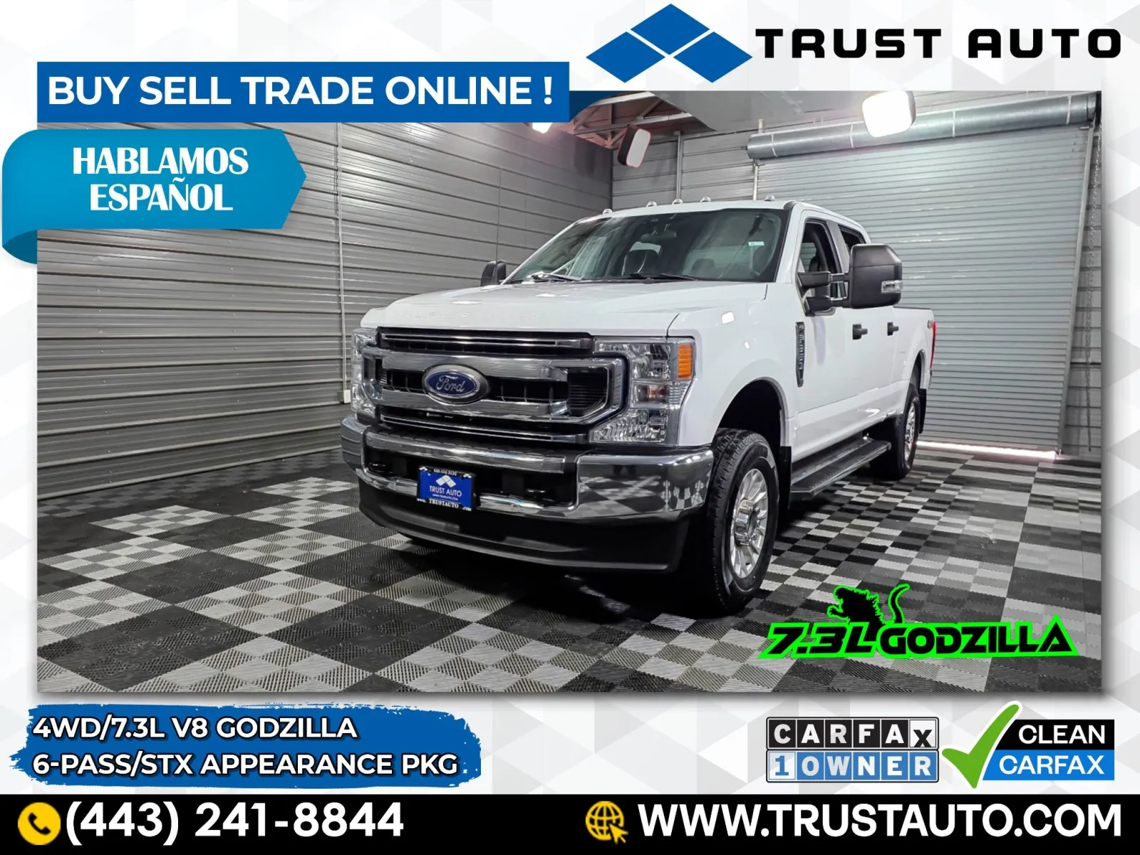 White 2022 Ford Super Duty F-350 SRW XL 4WD Crew Cab 7.3L V8 Godzilla Pickup Truck w/STX Appearance Pkg for sale in Sykesville, MD