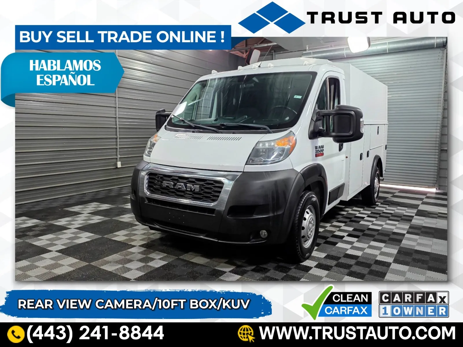 White 2019 Ram ProMaster 3500 Cutaway 136''WB 10FT Box Service/Utility/Commercial/KUV/Van for sale in Sykesville, MD