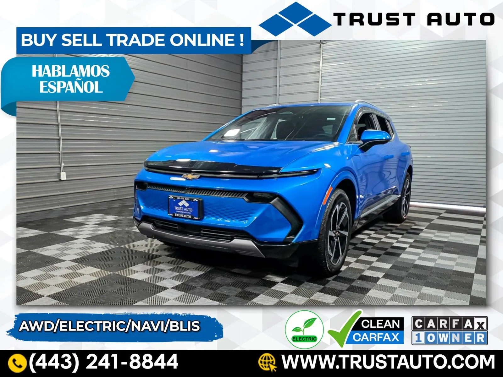 Blue 2024 Chevrolet Equinox EV LT AWD Electric SUV w/2LT for sale in Sykesville, MD