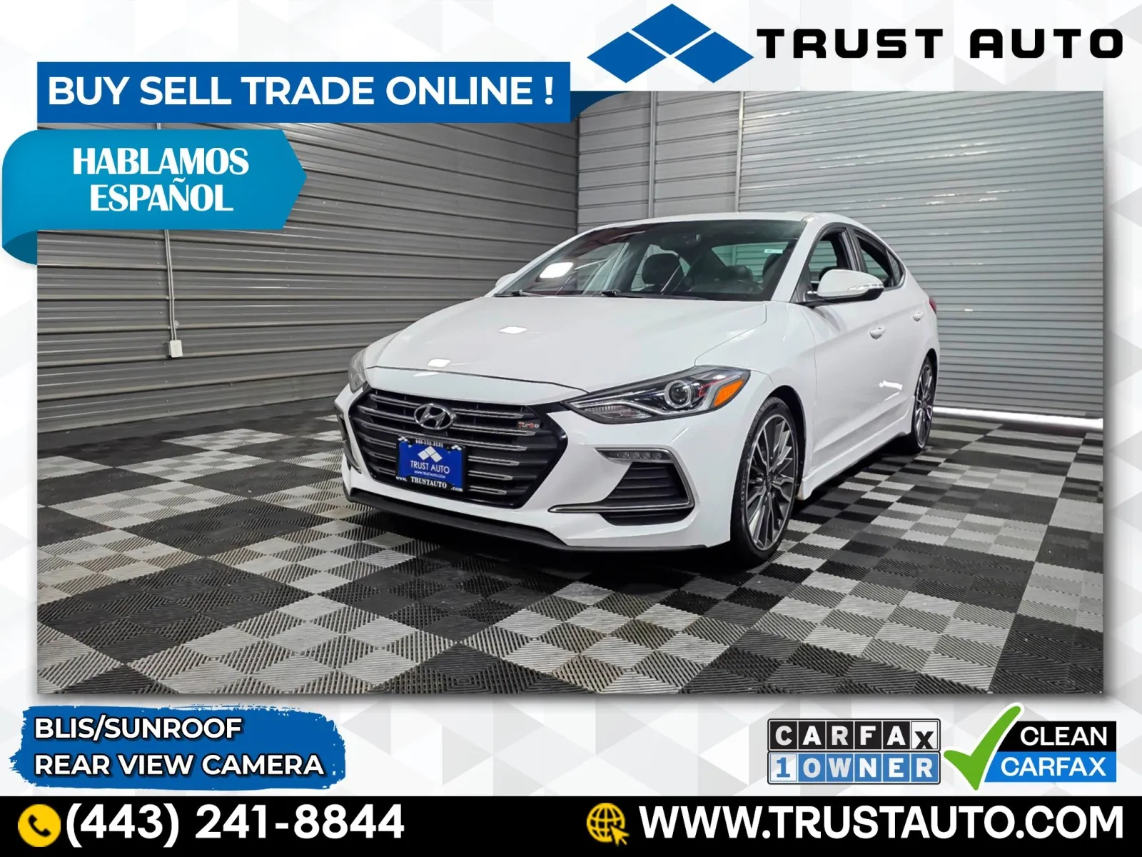 White 2018 Hyundai Elantra Sport 4-Door Sedan for sale in Sykesville, MD