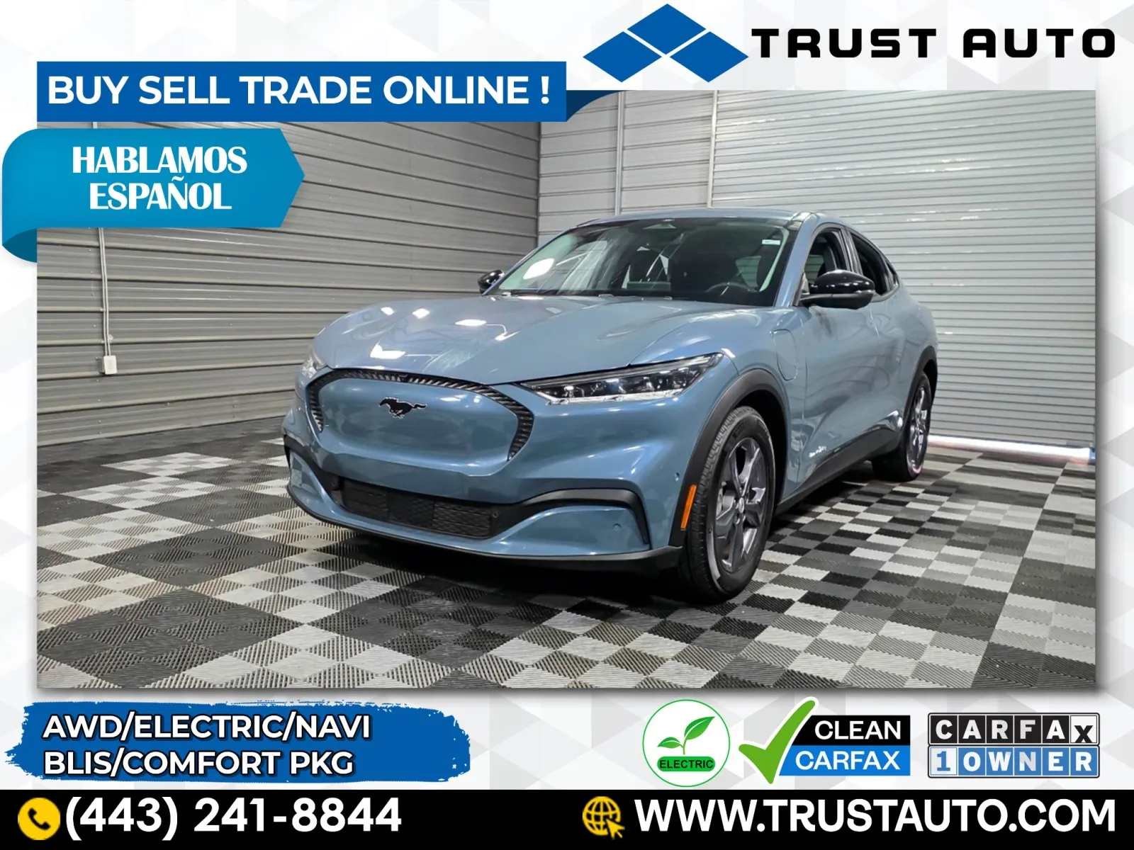 Blue 2023 Ford Mustang Mach-E Select AWD Electric SUV w/Comfot Pkg for sale in Sykesville, MD