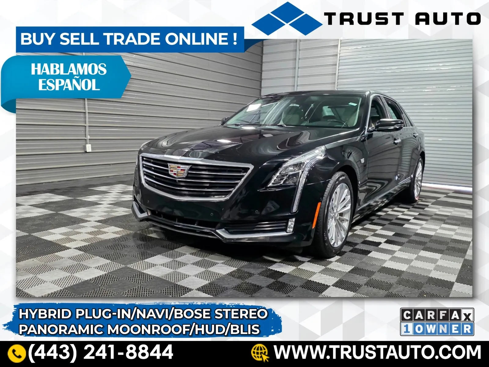 Black 2018 Cadillac CT6 PLUG-IN Hybrid-Electric Sedan for sale in Sykesville, MD