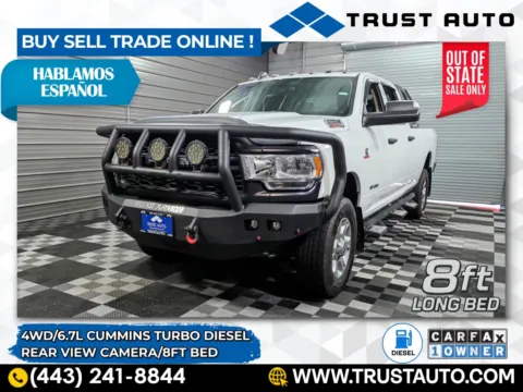 White 2019 Ram 2500 Tradesman 4WD Crew Cab 8FT Bed 6.7L Cummins Turbo Diesel Pickup Truck for sale in Sykesville, MD