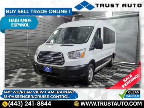 White 2019 Ford Transit T-350 15-Passenger XLT Medium Roof Minivan/Van/Wagon for sale in Sykesville, MD
