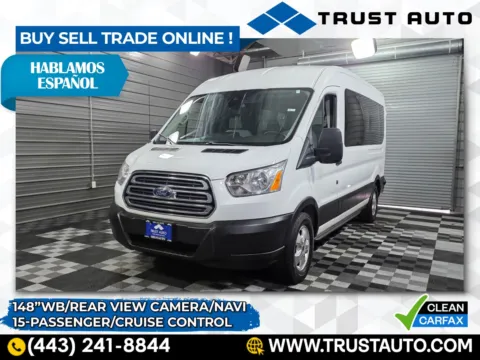 White 2019 Ford Transit T-350 15-Passenger XLT Medium Roof Minivan/Van/Wagon for sale in Sykesville, MD