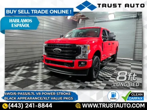 Red 2022 Ford Super Duty F-350 SRW XLT 4WD Crew Cab 6.7L Power Stroke Diesel 8.2 FT Long Bed Pickup Truck w/Black Appearance Pkg for sale in Sykesville, MD