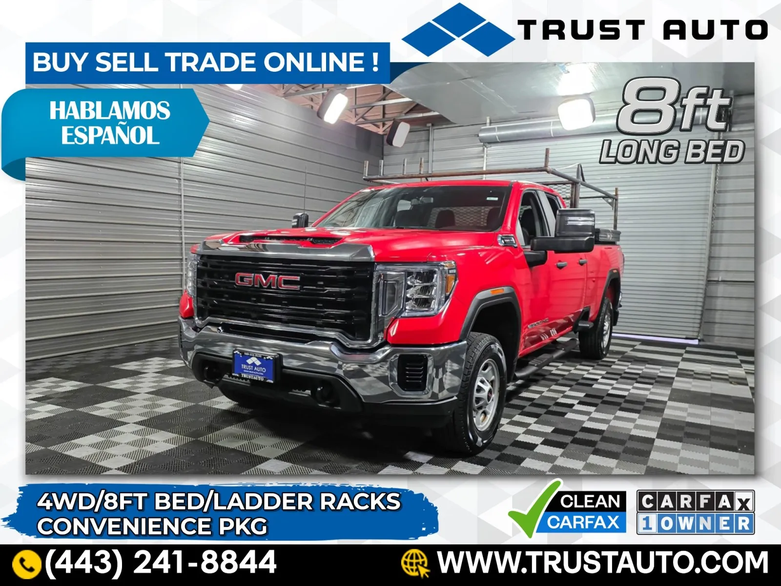 Red 2021 GMC Sierra 2500HD 4WD Double Cab 8FT Long Bed Pickup Truck for sale in Sykesville, MD