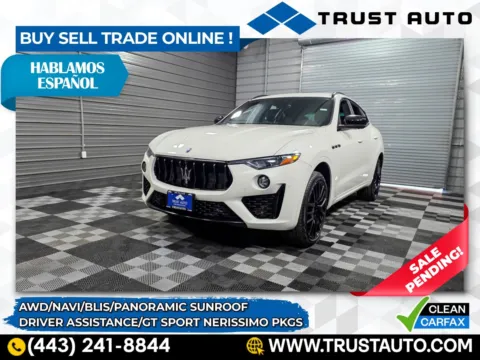 White 2021 Maserati Levante AWD Luxury SUV w/Driver Assistance/GT Sport Nerissimo Pkgs for sale in Sykesville, MD