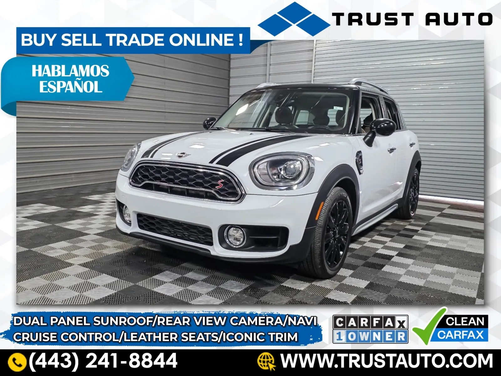 White 2019 MINI Countryman Cooper S SUV w/Iconic Trim for sale in Sykesville, MD