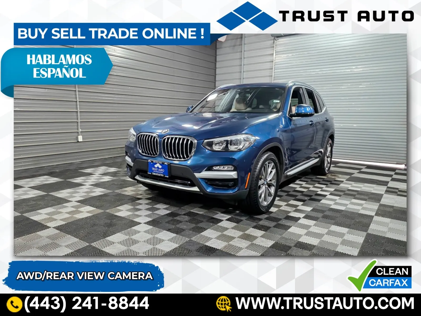 Blue 2019 BMW X3 xDrive30i AWD SUV for sale in Sykesville, MD