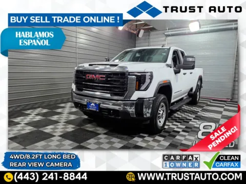 White 2024 GMC Sierra 3500HD Pro 4WD Double Cab 8.2FT Long Bed Pickup Truck for sale in Sykesville, MD
