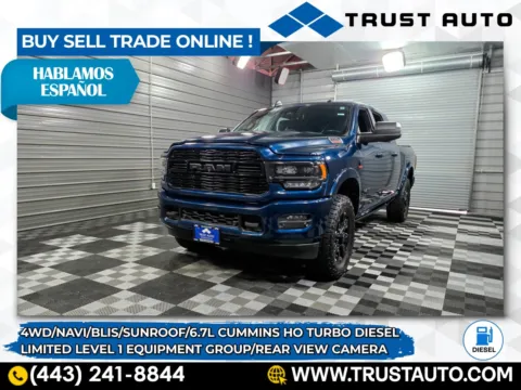Blue 2022 Ram 3500 Limited 4WD Mega Cab Cummins HO Diesel Pickup Truck w/Limited Level 1 Equipment Group for sale in Sykesville, MD