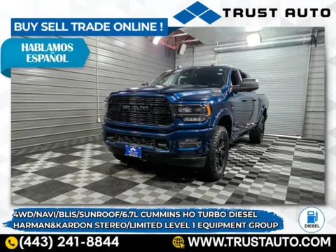 Blue 2022 Ram 3500 Limited 4WD Mega Cab Cummins HO Diesel Pickup Truck w/Level 1 Eq for sale in Sykesville, MD