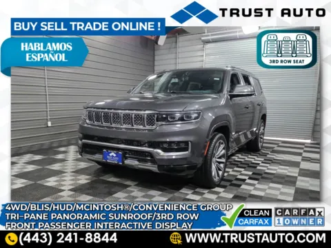 Gray 2022 Jeep Grand Wagoneer Series II 4WD Luxury SUV for sale in Sykesville, MD