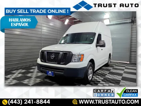 White 2016 Nissan NV 2500HD Cargo SV High Roof Cargo Minivan/Van for sale in Sykesville, MD
