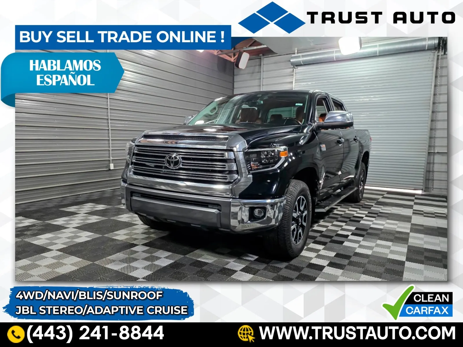 Black 2020 Toyota Tundra 1794 Edition 4WD CrewMax Pickup Truck for sale in Sykesville, MD