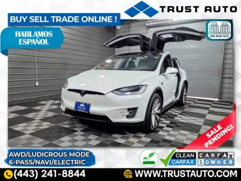 White 2019 Tesla Model X AWD Performance 6-Passenger Electric Luxury SUV w/Ludicrous Mode for sale in Sykesville, MD