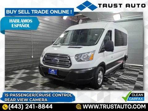 White 2019 Ford Transit T-350 15-Passenger XLT Medium Roof Minivan/Van/Wagon for sale in Sykesville, MD
