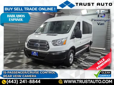 White 2019 Ford Transit T-350 15-Passenger XLT Medium Roof Minivan/Van/Wagon for sale in Sykesville, MD