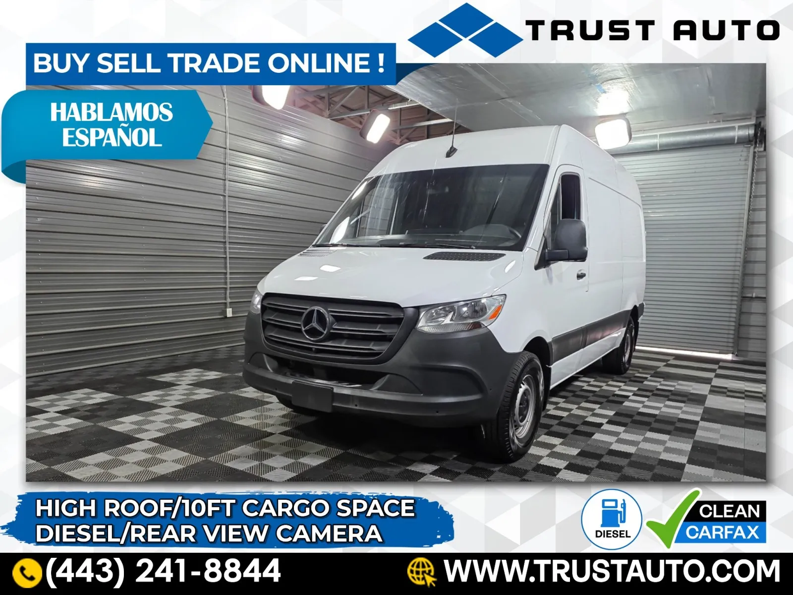 White 2023 Mercedes-Benz Sprinter 2500 Cargo High Roof Diesel Minivan/Van for sale in Sykesville, MD