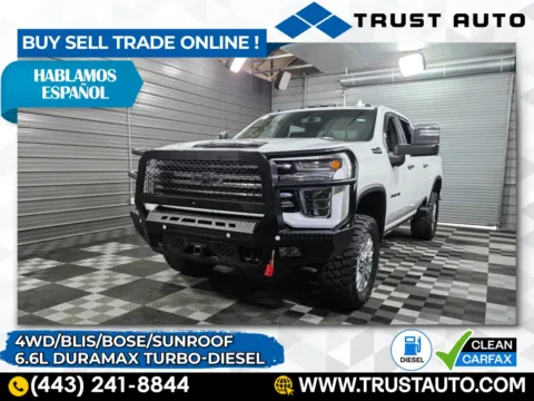 White 2022 Chevrolet Silverado 3500HD High Country 4WD Crew Cab Duramax Diesel Pickup Truck for sale in Sykesville, MD