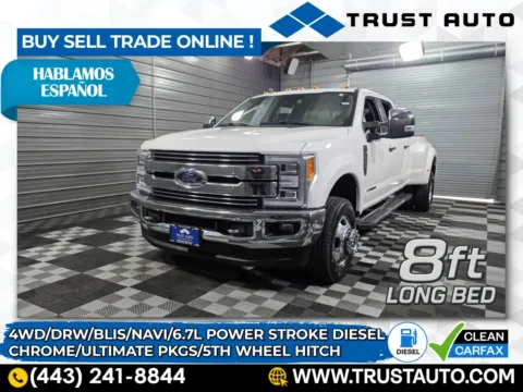 White 2019 Ford Super Duty F-350 DRW LARIAT 4WD Crew Cab Dually 8FT Bed 6.7L Diesel Pickup Truck for sale in Sykesville, MD
