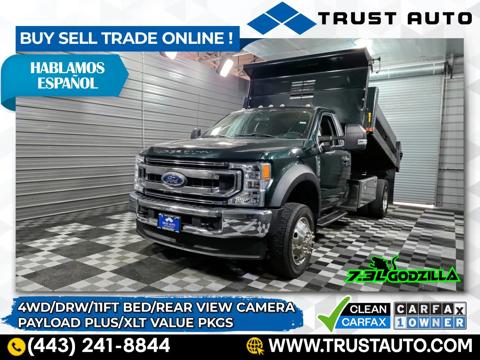 White 2022 Ford Super Duty F-550 Dump DRW XLT 4WD Regular Cab Dually 7.3L V8 Godzilla 11FT Bed Pickup Truck for sale in Sykesville, MD