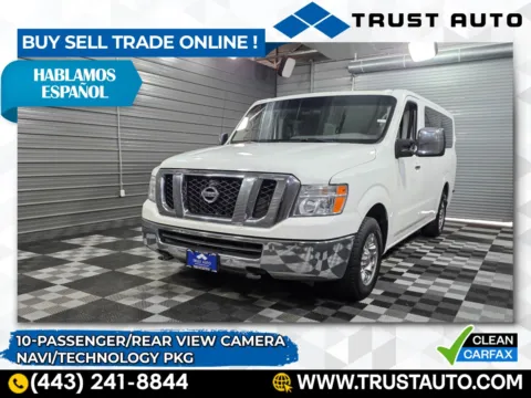 White 2017 Nissan NV 3500HD 10-Passenger SV V8 Minivan/Van w/Technology Pkg for sale in Sykesville, MD