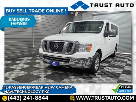White 2017 Nissan NV 3500HD 12-Passenger SV V8 Minivan/Van w/Technology Pkg for sale in Sykesville, MD