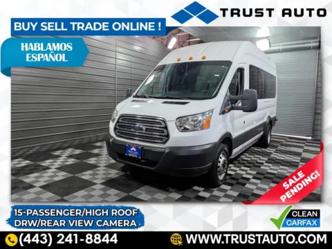 White 2018 Ford Transit T-350 15-Passenger XLT 148WB DRW Extended High Roof Minivan/Van for sale in Sykesville, MD