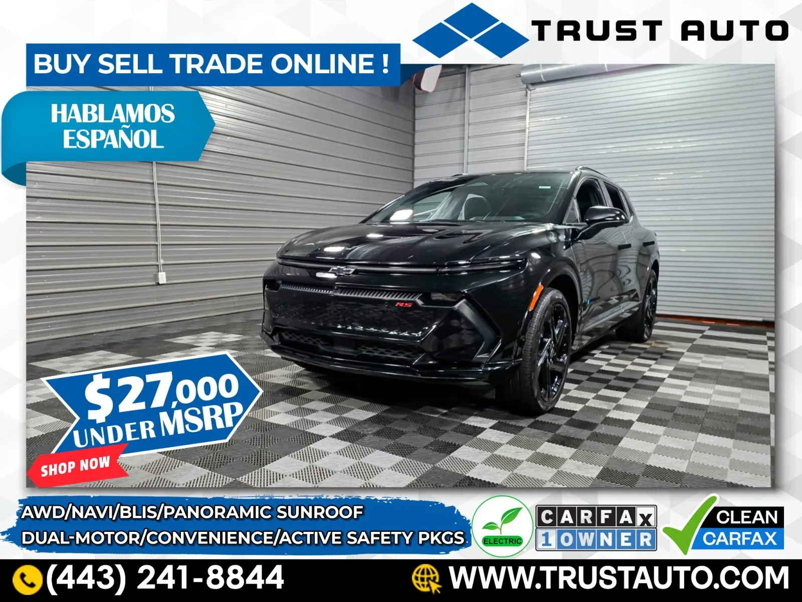 Black 2025 Chevrolet Equinox EV RS Dual Motor Electric SUV w/Convenience/Active Safety Pkgs for sale in Sykesville, MD