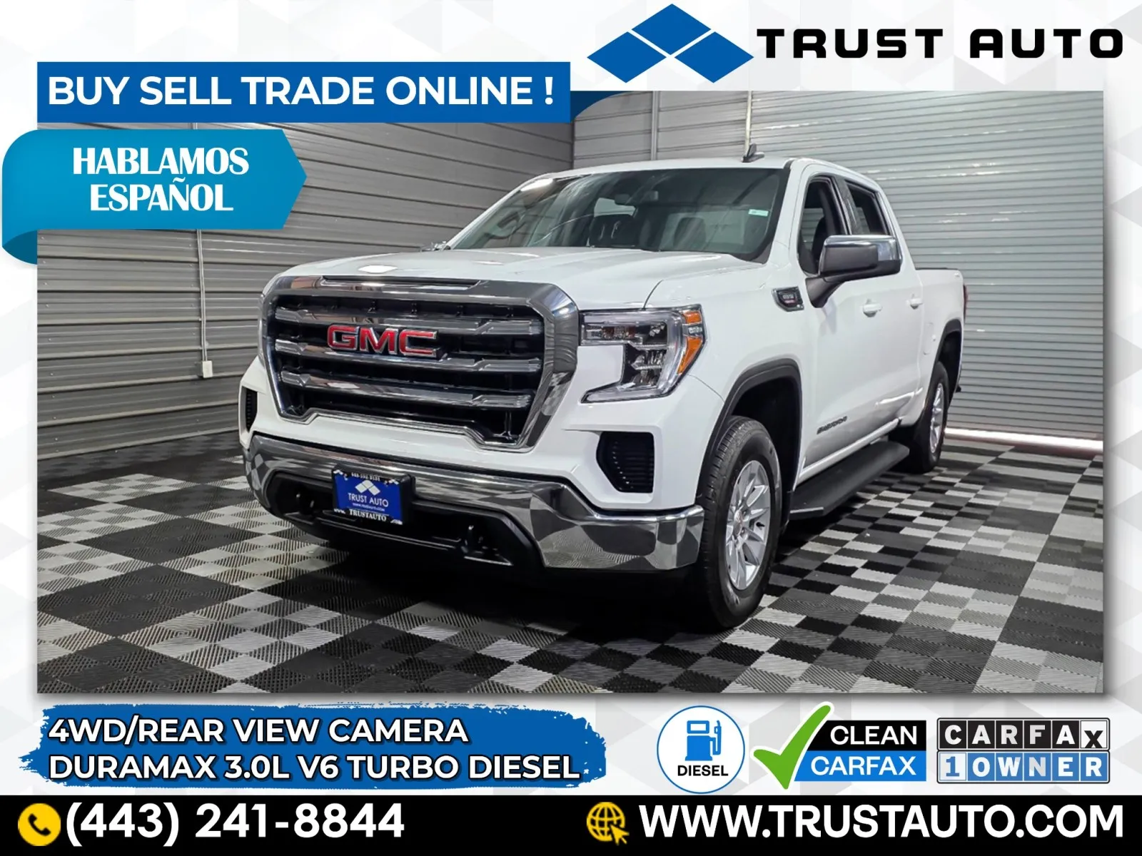 White 2022 GMC Sierra 1500 Limited SLE 4WD Crew Cab Duramax Turbo Diesel Pickup Truck for sale in Sykesville, MD