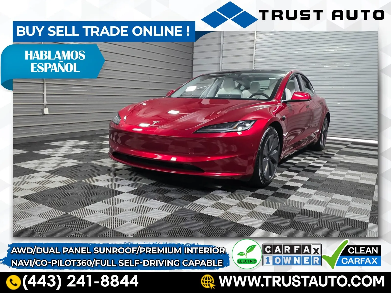 Red 2025 Tesla Model 3 Long Range AWD Luxury Electric Sedan for sale in Sykesville, MD