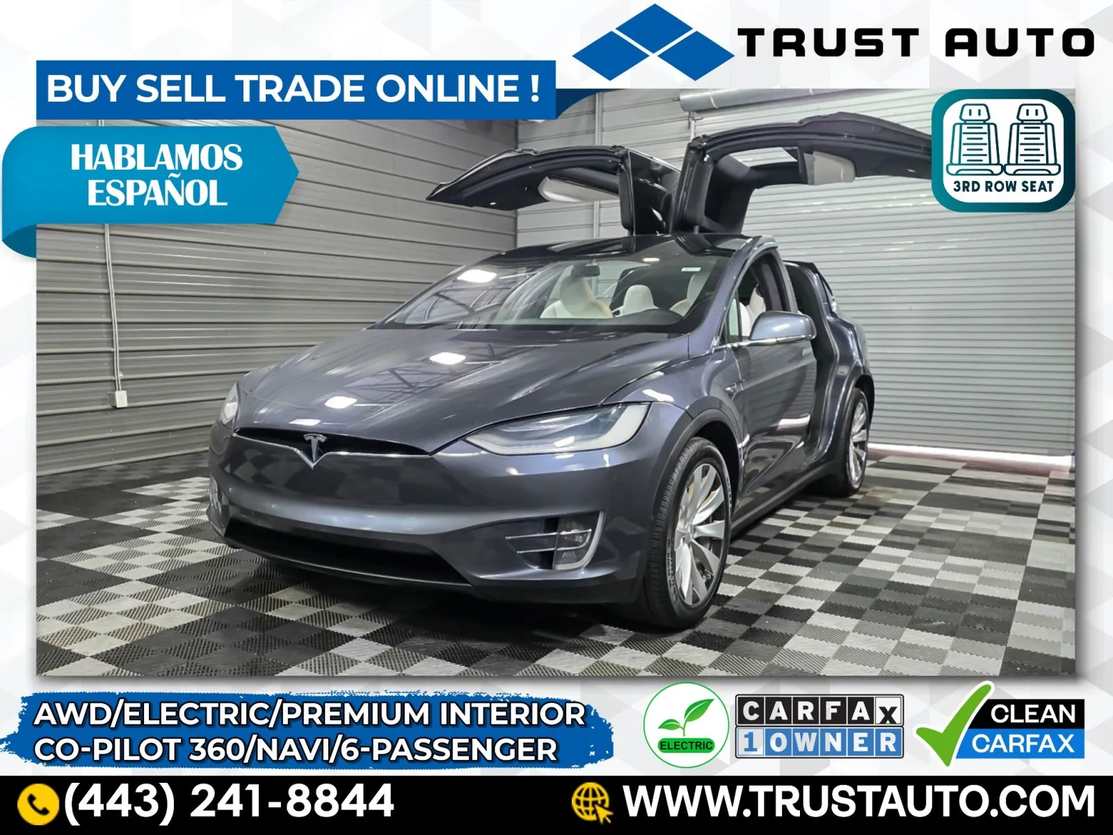 Blue 2020 Tesla Model X Long Range AWD Electric Luxury SUV for sale in Sykesville, MD