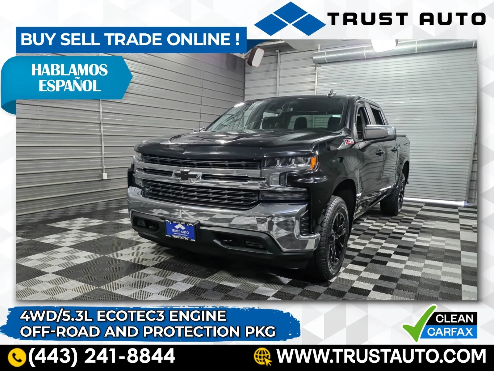 Black 2021 Chevrolet Silverado 1500 LT 4WD Crew Cab 5.3L Ecotec3 Pickup Truck for sale in Sykesville, MD