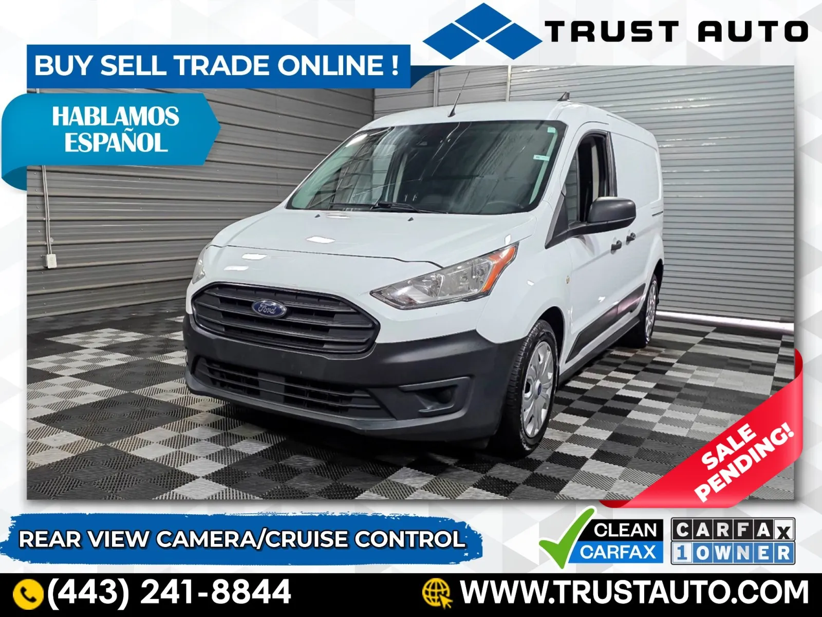 White 2020 Ford Transit Connect XL LWB Minivan/Van w/Rear Symmetrical Doors for sale in Sykesville, MD