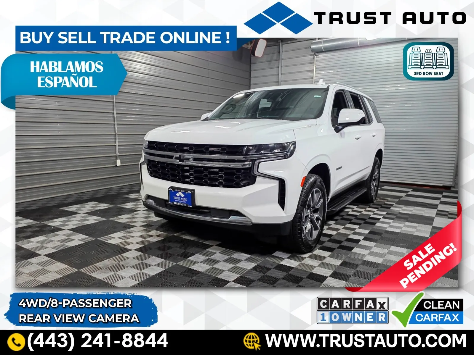 White 2021 Chevrolet Tahoe LS 4WD 8-Passenger SUV for sale in Sykesville, MD