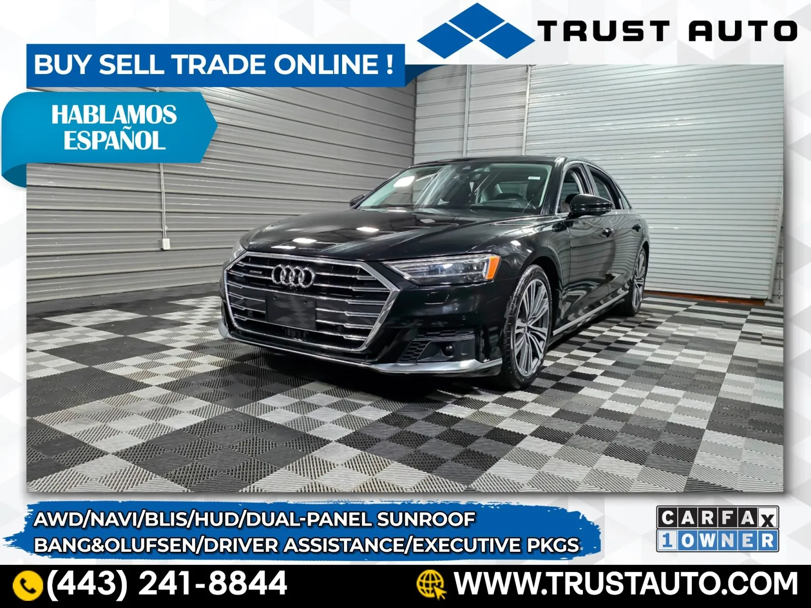 Black 2020 Audi A8 L 60 TFSI Quattro AWD Luxury Sedan w/Driver Assistance/Executive Pkgs for sale in Sykesville, MD
