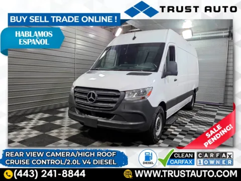 White 2023 Mercedes-Benz Sprinter 2500 Cargo 170''WB High Roof 2.0L V4 Diesel HO Minivan/Van for sale in Sykesville, MD