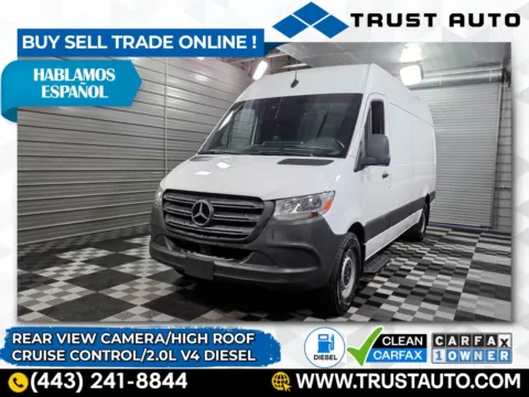 White 2023 Mercedes-Benz Sprinter 2500 Cargo 170''WB High Roof 2.0L V4 Diesel Minivan/Van for sale in Sykesville, MD